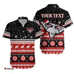 Custom Personalised Bombers Football Hawaiian Shirt Christmas Essendon