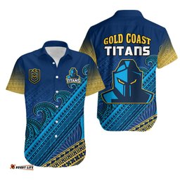 Gold Coast Titans Rugby Hawaiian Shirt Pasifika Gradient Polynesian Pattern