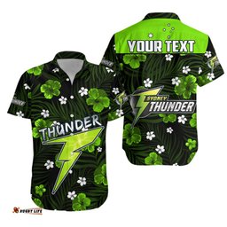 Custom Personalised Sydney Thunder Hawaiian Shirt Cricket Australia Tropical Flowers Impressive