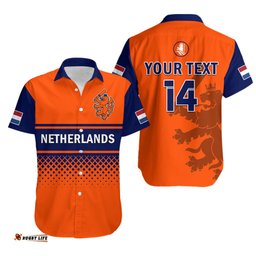 Custom Text And Number Netherlands Cricket Hawaiian Shirt ODI Simple Orange Style
