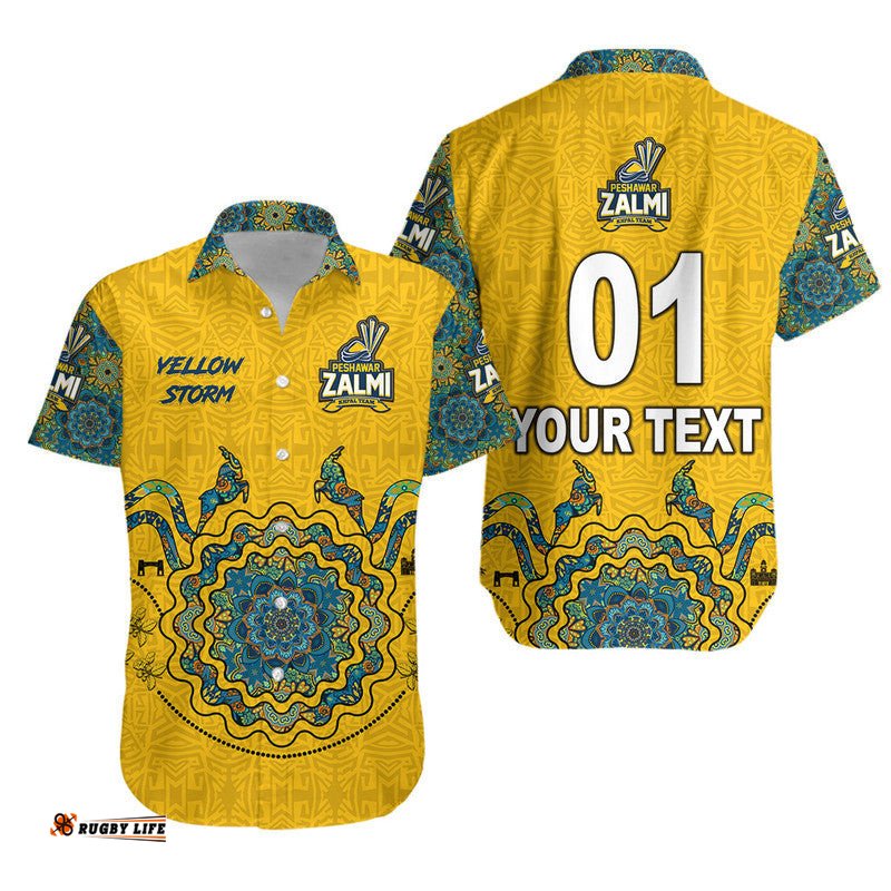 Custom Personalised Peshawar Zalmi HBL PSL T20 Cricket Hawaiian Shirt Original Gold