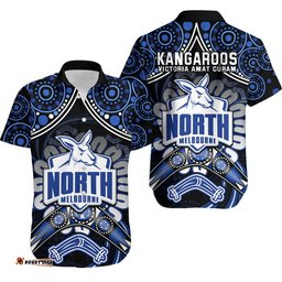 Kangaroos Football Hawaiian Shirt Boomerang Indigenous Dots