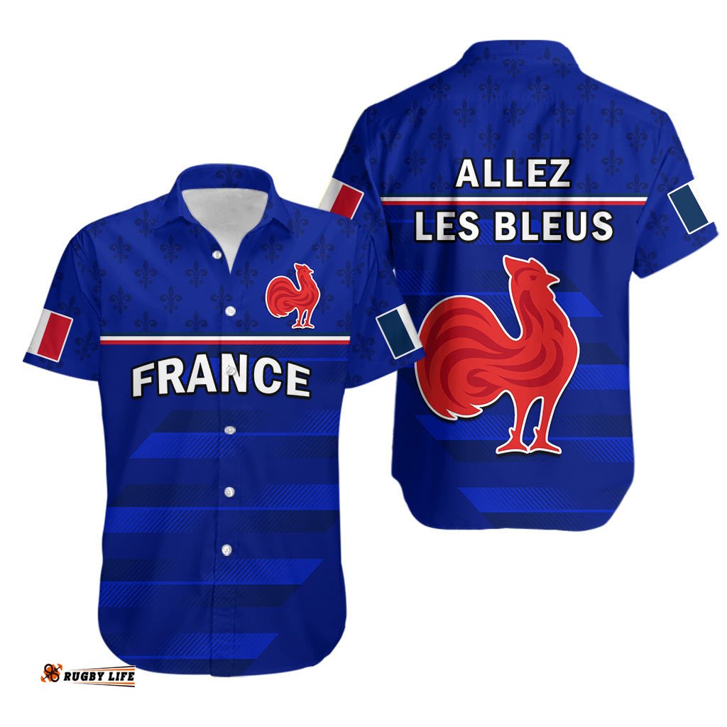 France Rugby Hawaiian Shirt Outgoing Tour Allez Les Bleus