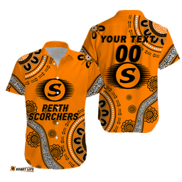 Custom Personalised Perth Scorchers Aboriginal Art Cricket Hawaiian Shirt