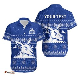 Custom Personalised Melbourne Football Hawaiian Shirt North Kangaroos Indigenous Merry Christmas