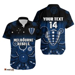 Custom Text And Number Melbourne Rebels Rugby Hawaiian Shirt Gradient Aboriginal