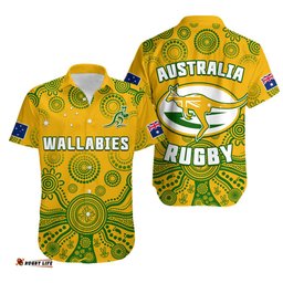 Australia Rugby Hawaiian Shirt Wallabies Aboriginal Yellow Style