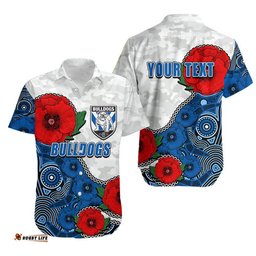 Custom Personalised Anzac Day NRLBulldogs Army Mix Aboriginal Hawaiian Shirt