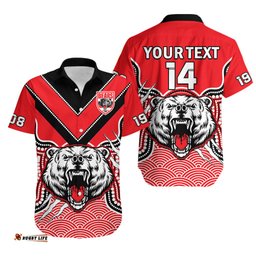 Custom Text And Number North Sydney Rugby Hawaiian Shirt Bears 1908 Indigenous Pattern