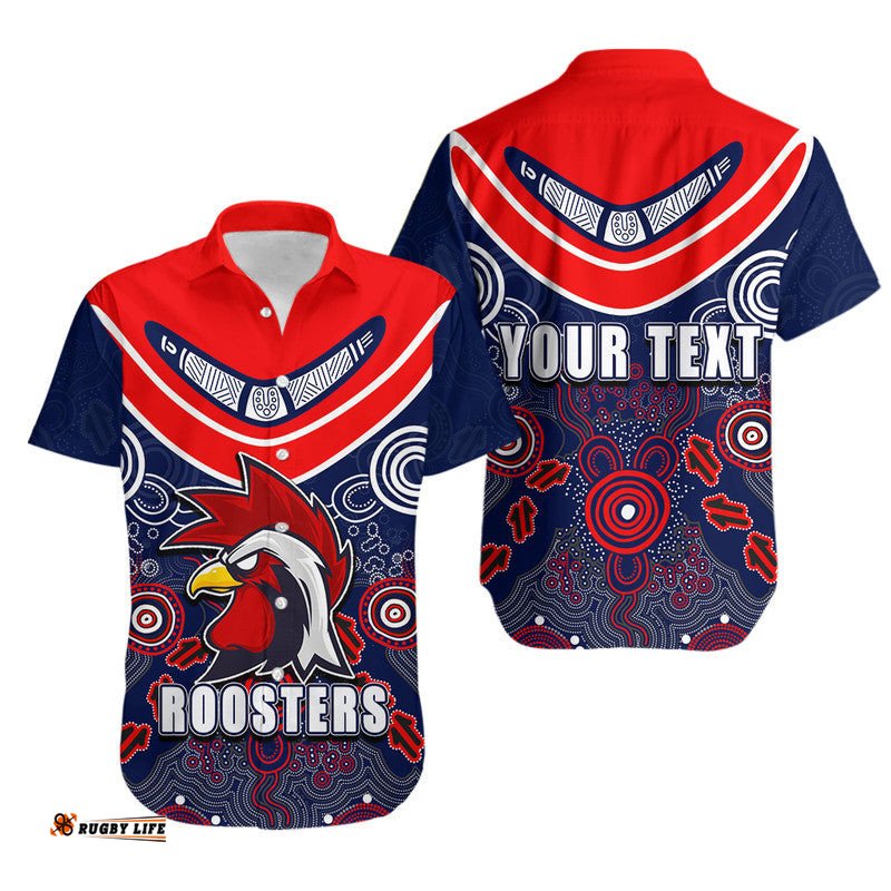 Custom Personalised Sydney Roosters Boomerang Aboriginal Hawaiian Shirt