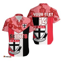 Custom Text And Number Saints Football Hawaiian Shirt St Kilda 1873 Aboriginal Dot Painting