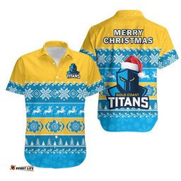 Titans Rugby Hawaiian Shirt Indigenous Merry Christmas
