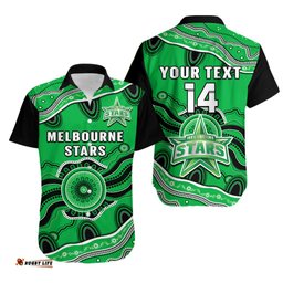 Custom Text And Number Stars Cricket Hawaiian Shirt Melbourne Aboriginal Painting