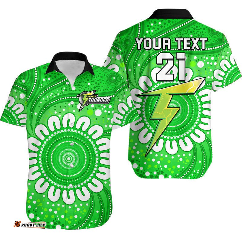 Custom Personalised Sydney Thunder Cricket Hawaiian Shirt Aboriginal