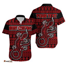 Custom Personalised Australian Lizard Christmas Vibe With Aboriginal Dot Painting Style Hawaiian Shirt