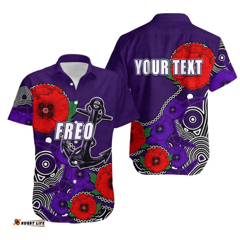 Custom Personalised Anzac Day AFLFreo Army Mix Aboriginal Hawaiian Shirt