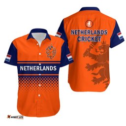 Netherlands Cricket Hawaiian Shirt ODI Simple Orange Style