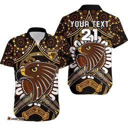 Custom Personalised Hawks Football Hawaiian Shirt Boomerang Indigenous Dots