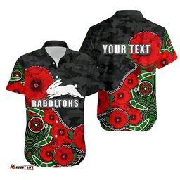 Custom Personalised Anzac Day NRLRabbitohs Army Mix Aboriginal Hawaiian Shirt No.2