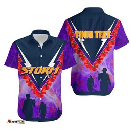 Custom Personalised NRL Storm Hawaiian Shirt Anzac Day Poppy Flowers Jersey