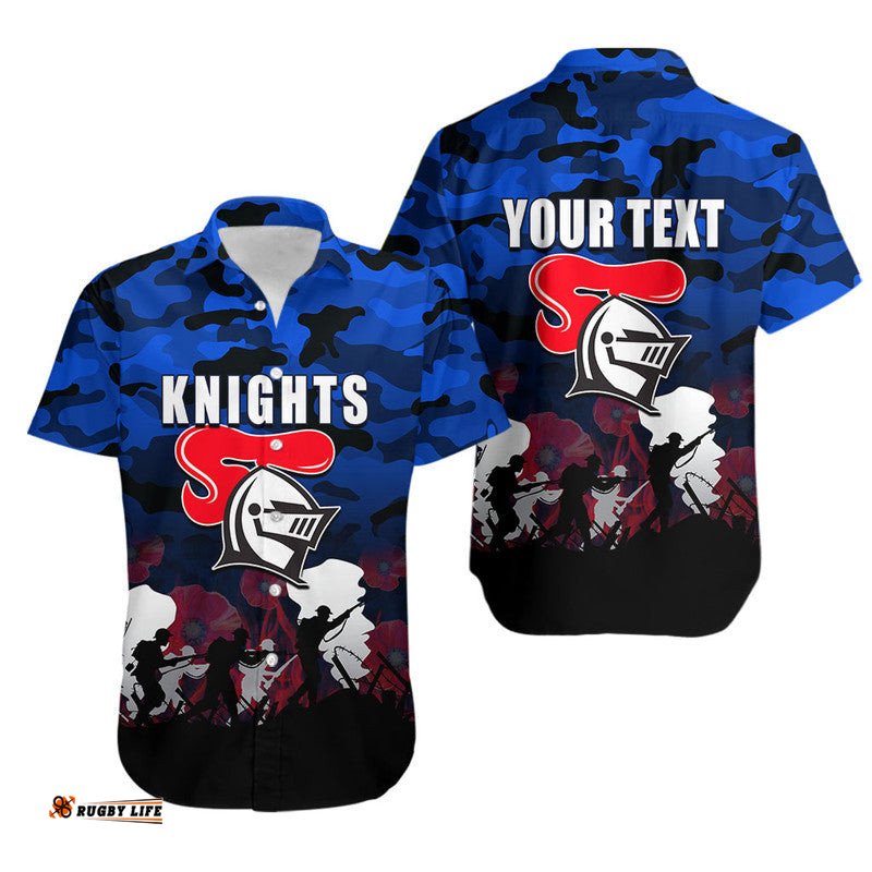 Custom Personalised NRL Anzac Day Hawaiian Shirt Knights Army Style