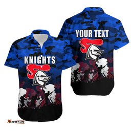 Custom Personalised NRL Anzac Day Hawaiian Shirt Knights Army Style