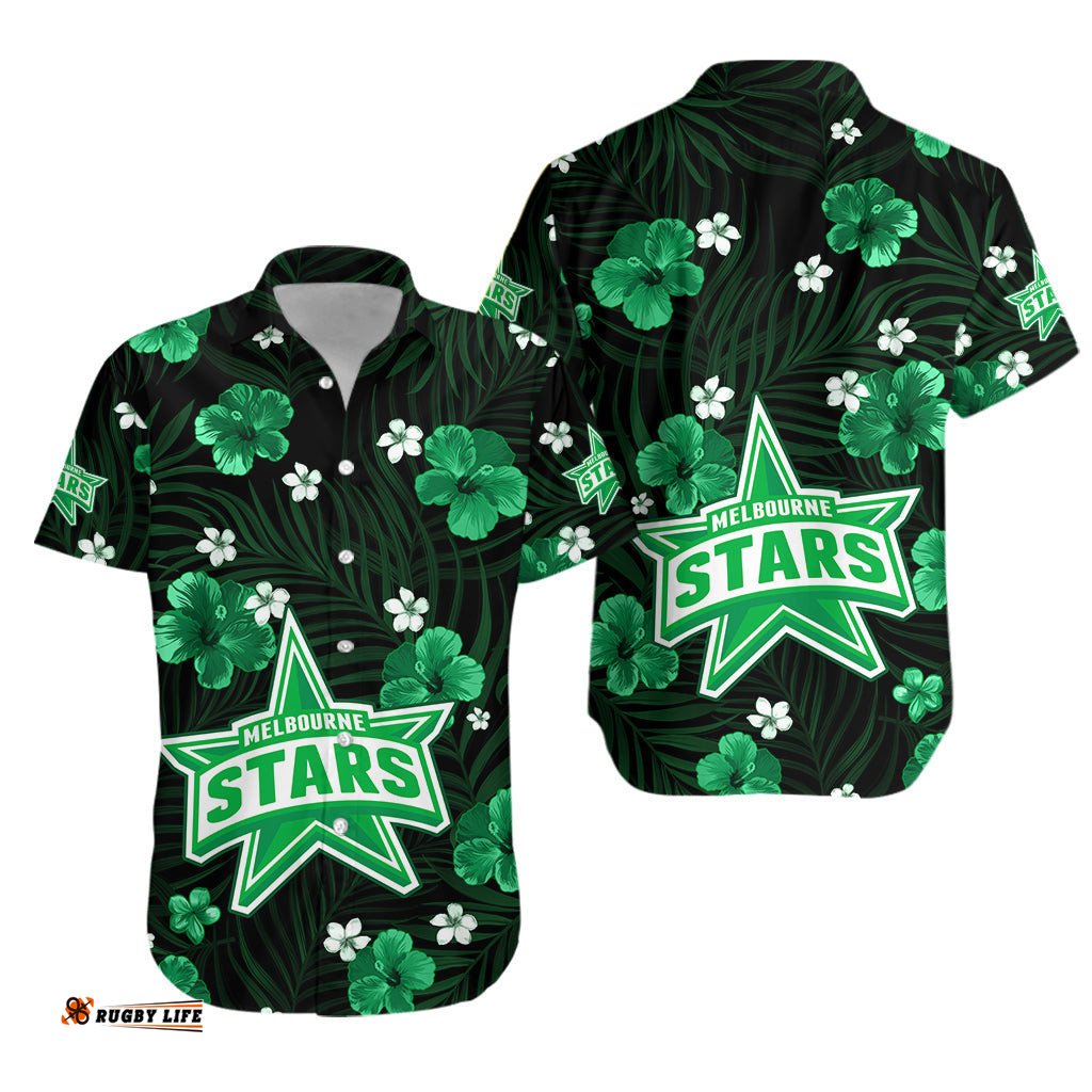 Melbourne Stars Hawaiian Shirt Cricket Australia Tropical Flowers Impressive