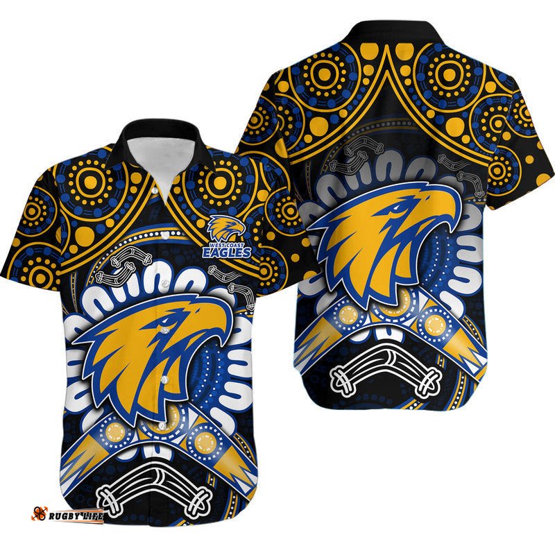 West Coast Eagles Hawaiian Shirt Boomerang Indigenous Dots