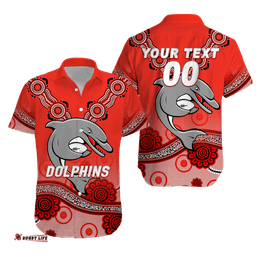 Custom Personalised Dolphins Rugby Redcliffe Aboriginal Art Hawaiian Shirt