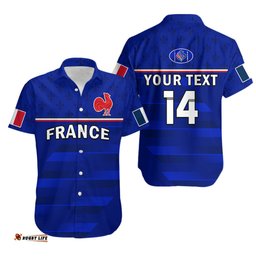 Custom Text And Number France Rugby Hawaiian Shirt Outgoing Tour Allez Les Bleus