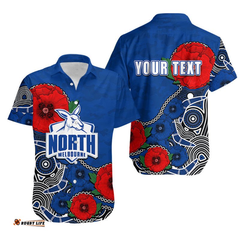 Custom Personalised Anzac Day AFLNorth Army Mix Aboriginal Hawaiian Shirt