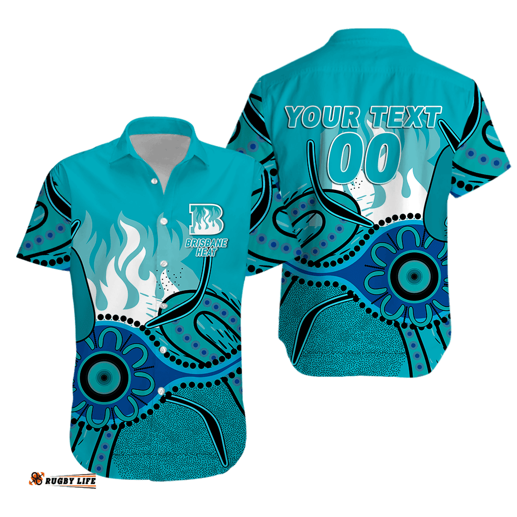 Custom Personalised Brisbane Heat Aboriginal Cricket Hawaiian Shirt