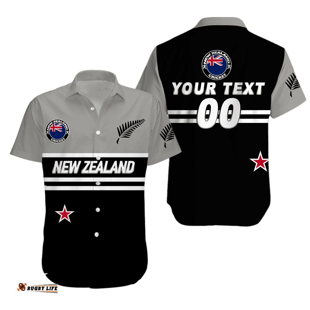 Custom Personalised New Zealand Cricket Black Caps Hawaiian Shirt