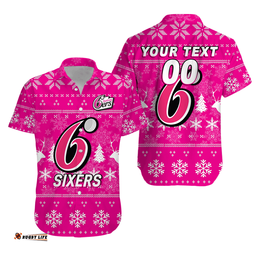 Custom Personalised Sydney Sixers Cricket Australian Christmas Ugly Style Hawaiian Shirt