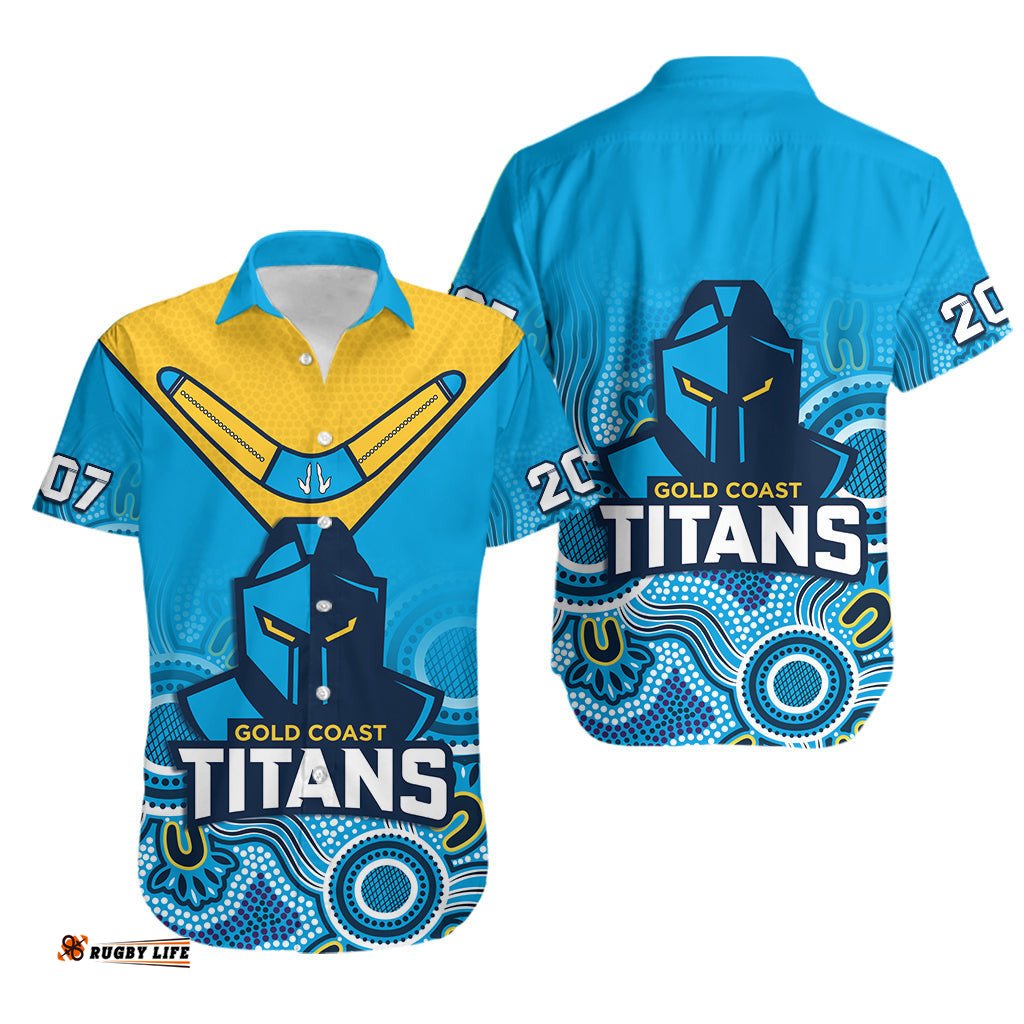 Titans Rugby Hawaiian Shirt Gold Coast 2007 Aboriginal Art