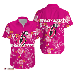 Sydney Sixers Aboriginal Art Cricket Hawaiian Shirt