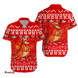 Australia Christmas Kangaroo Family Aboriginal Art Hawaiian Shirt