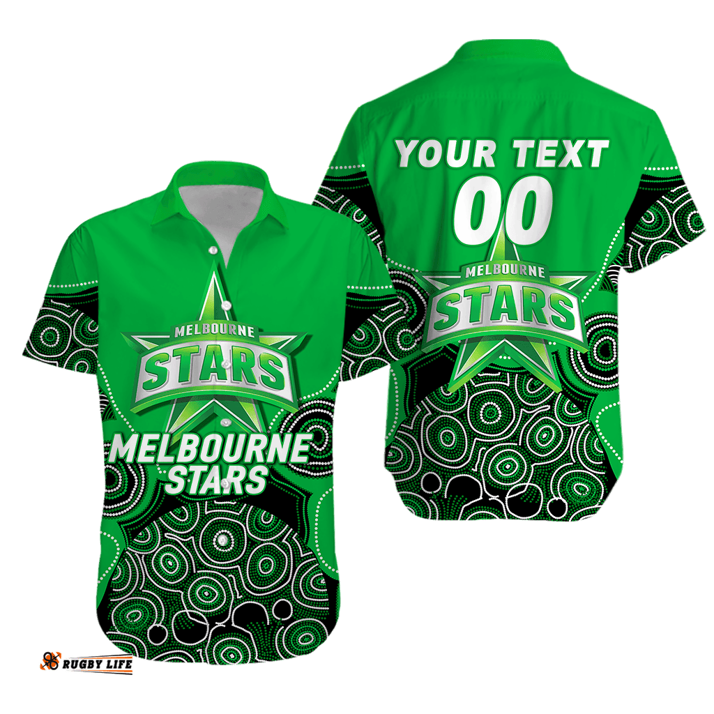 Custom Personalised Melbourne Stars Aboriginal Art Cricket Hawaiian Shirt