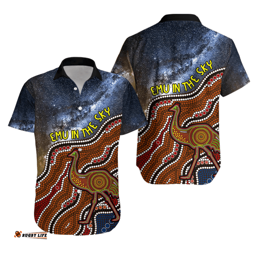 Emu In The Sky Australia Aboriginal Hawaiian Shirt