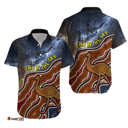 Emu In The Sky Australia Aboriginal Hawaiian Shirt