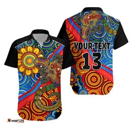 Custom Text and Number Australia Lizard and Sun Hawaiian Shirt Aboriginal Art Speical