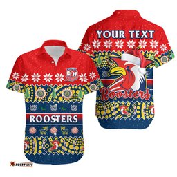 Custom Personalised Sydney Roosters Christmas Hawaiian Shirt Easts Aboriginal Art Merry Xmas
