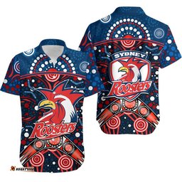 Roosters Rugby Hawaiian Shirt Boomerang Indigenous Dots