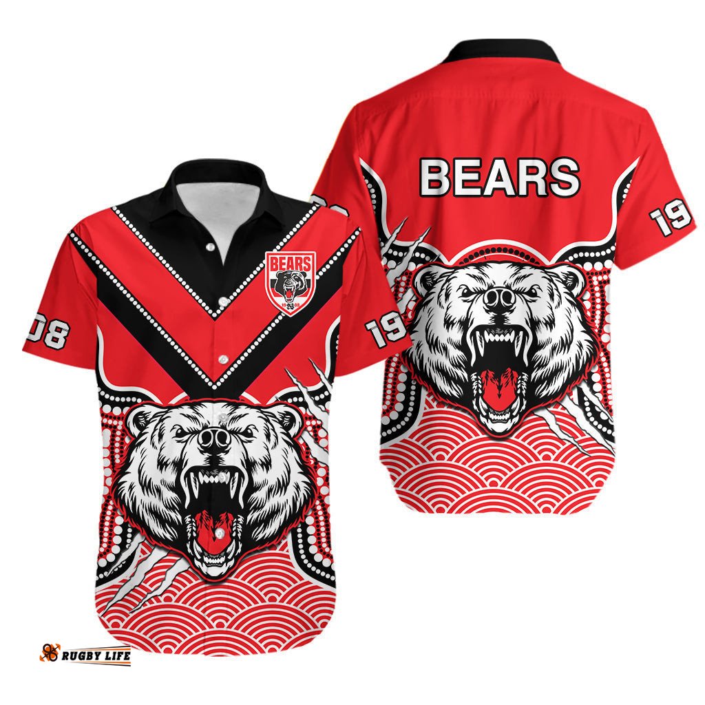 North Sydney Rugby Hawaiian Shirt Bears 1908 Indigenous Pattern