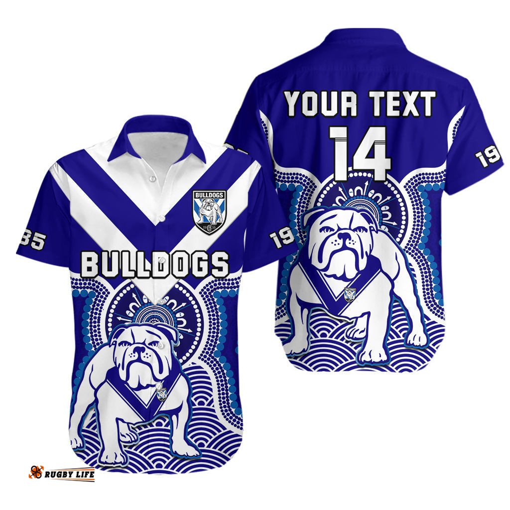 Custom Text And Number Bulldogs Rugby Hawaiian Shirt Canterbury Bankstown 1935 Indigenous Artsy