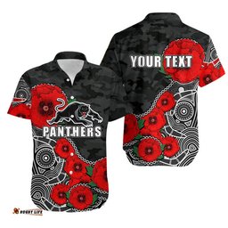 Custom Personalised Anzac Day NRLPanthers Army Mix Aboriginal Hawaiian Shirt