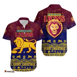 Brisbane Unique Lions Winter Season Hawaiian Shirt Lions Merry Christmas