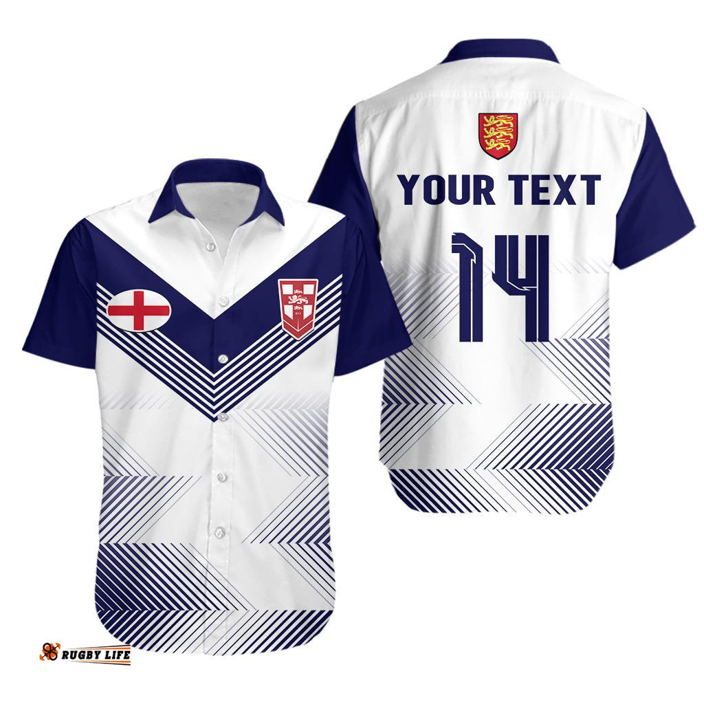 Custom Text And Number England Rugby Hawaiian Shirt National Team Sporty Style