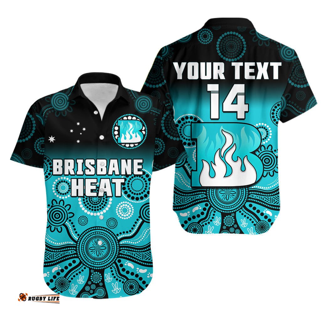 Custom Text And Number Brisbane Heat Hawaiian Shirt Gradient Aboriginal Dot Painting