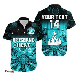 Custom Text And Number Brisbane Heat Hawaiian Shirt Gradient Aboriginal Dot Painting